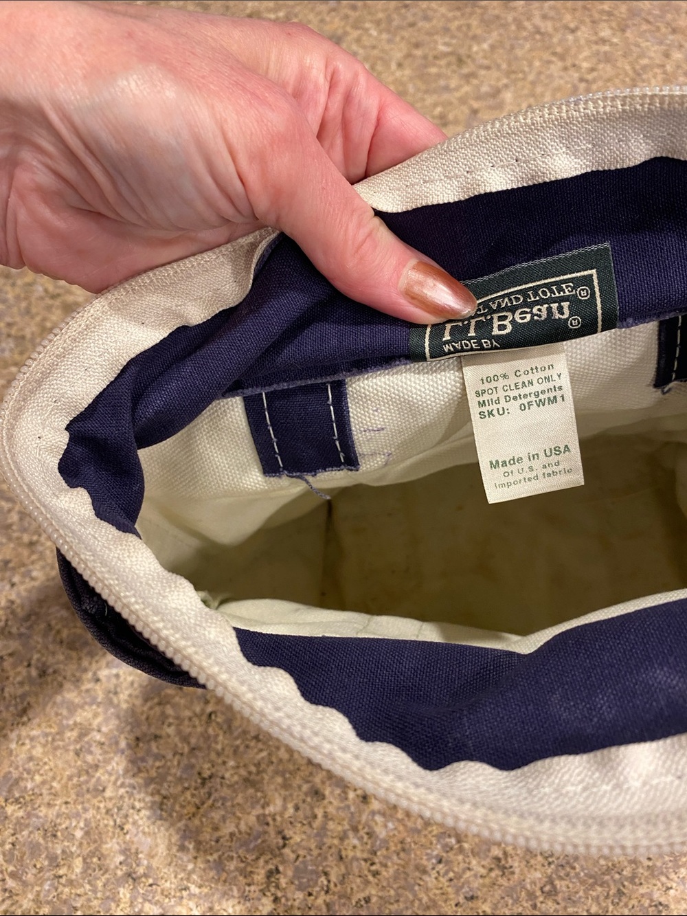 Vintage L.L.Bean BOAT AND TOTE Mini Stripe Blue Green 0FWM1 Zipper No Monogram - Picture 4 of 17